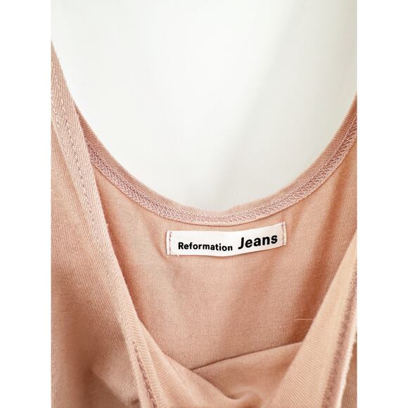 Reformation Kaila Knit Scoop Neck Sleeveless Wrap Midi Dress Blush Size Medium - Picture 3 of 4